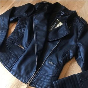 NWT Philomena Petti Faux Black Leather Jacket